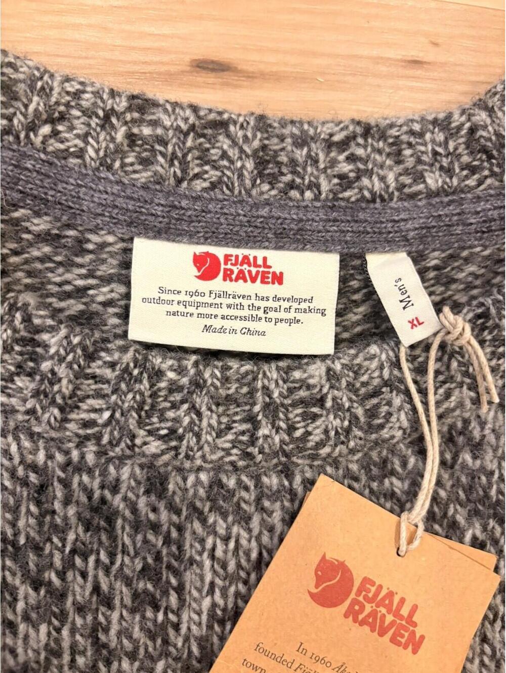 $175 Fjallraven Men's X-Large XL Gray Lada Roundneck 80% Wool Knit Sweater NWT - Picture 5 of 8